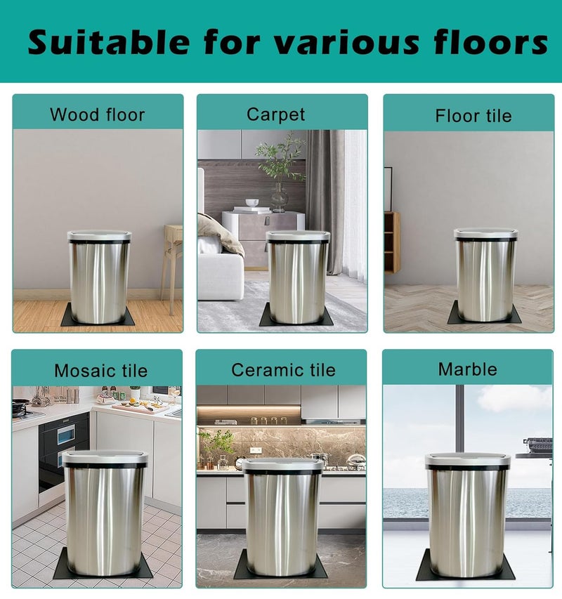 Luccov Trash Can Mat 2 Pack, Waterproof Raised Edge Silicone Under Garbage Can Mat, 11.8" X18.9" Non-Slip Trash Can Pad for Kitchen Office Bedroom Reduce Floor Carpet Wall Scratches, Black - Image 5